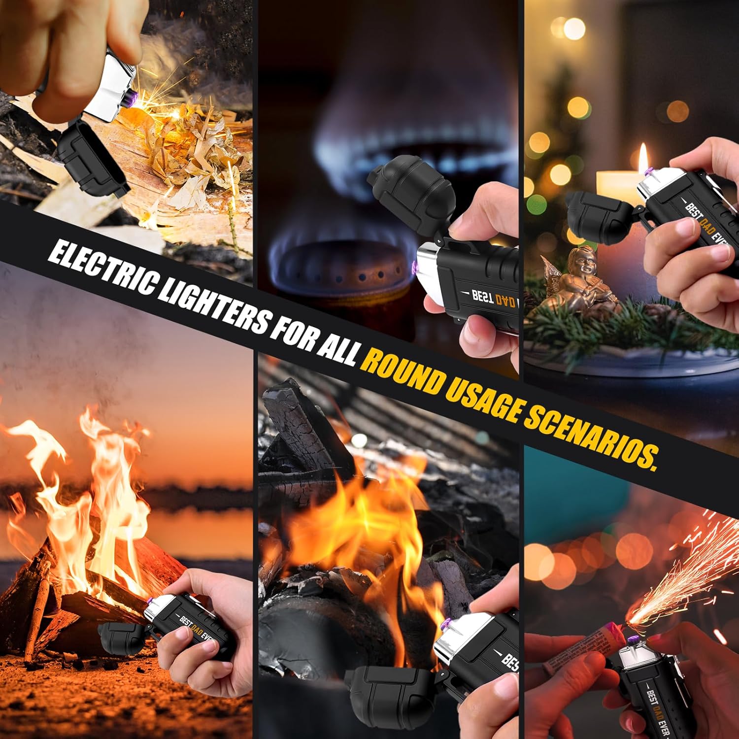 WEARXI Stocking Stuffers for Men, Electric Lighters Gifts for Men, Mens Gifts for Christmas Mens/Boyfriend, Fathers Day Dad Gifts for Him/Husband, Camping Essentials (Best Dad Ever Special Version)