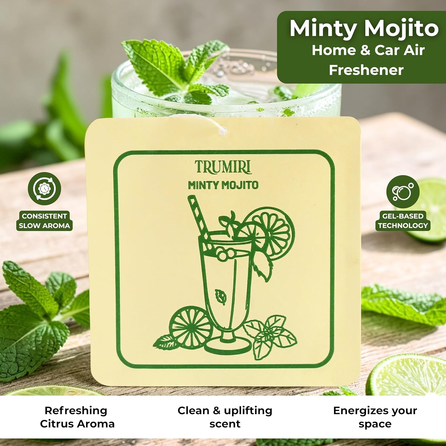 Minty Mojito - Scented Sachets for Drawer and Closet Freshener with Long Lasting Scent - Pack of 3 - Home Fragrance Sachet Bag Dresser Refresher Packet - Olores para Closet De Ropa