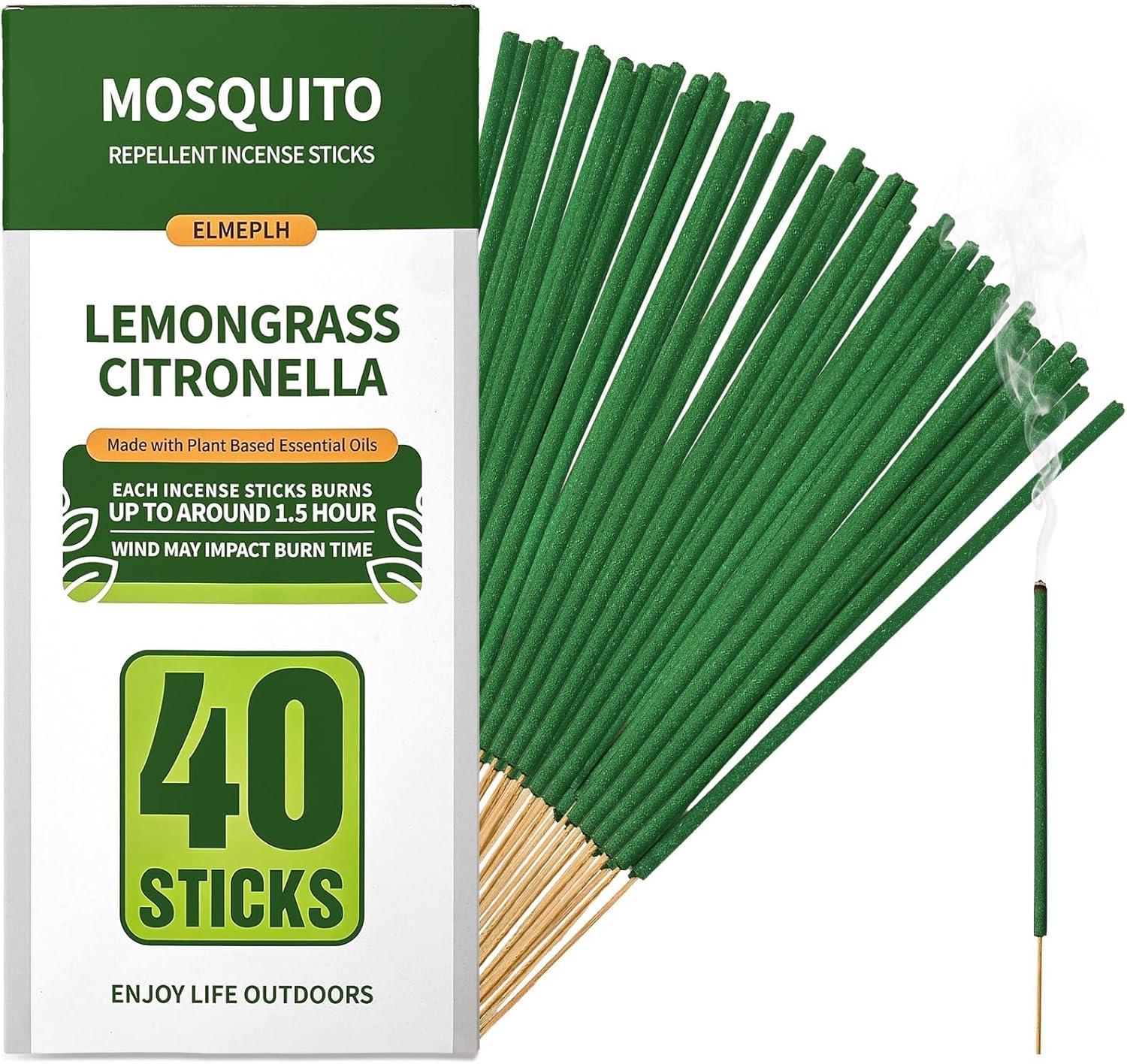 Mosquito Repellent Incense Sticks 40 Pieces per Box - Citronella Incense Sticks or Outdoor Patio/Citronella Oil/Lemongrass and Rosemary Oil/Made with Natural Based Essential