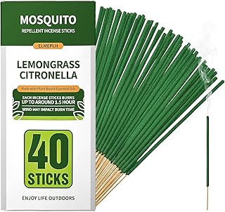 Mosquito Repellent Incense Sticks 40 Pieces per Box - Citronella Incense Sticks or Outdoor Patio/Citronella Oil/Lemongrass and Rosemary Oil/Made with Natural Based Essential