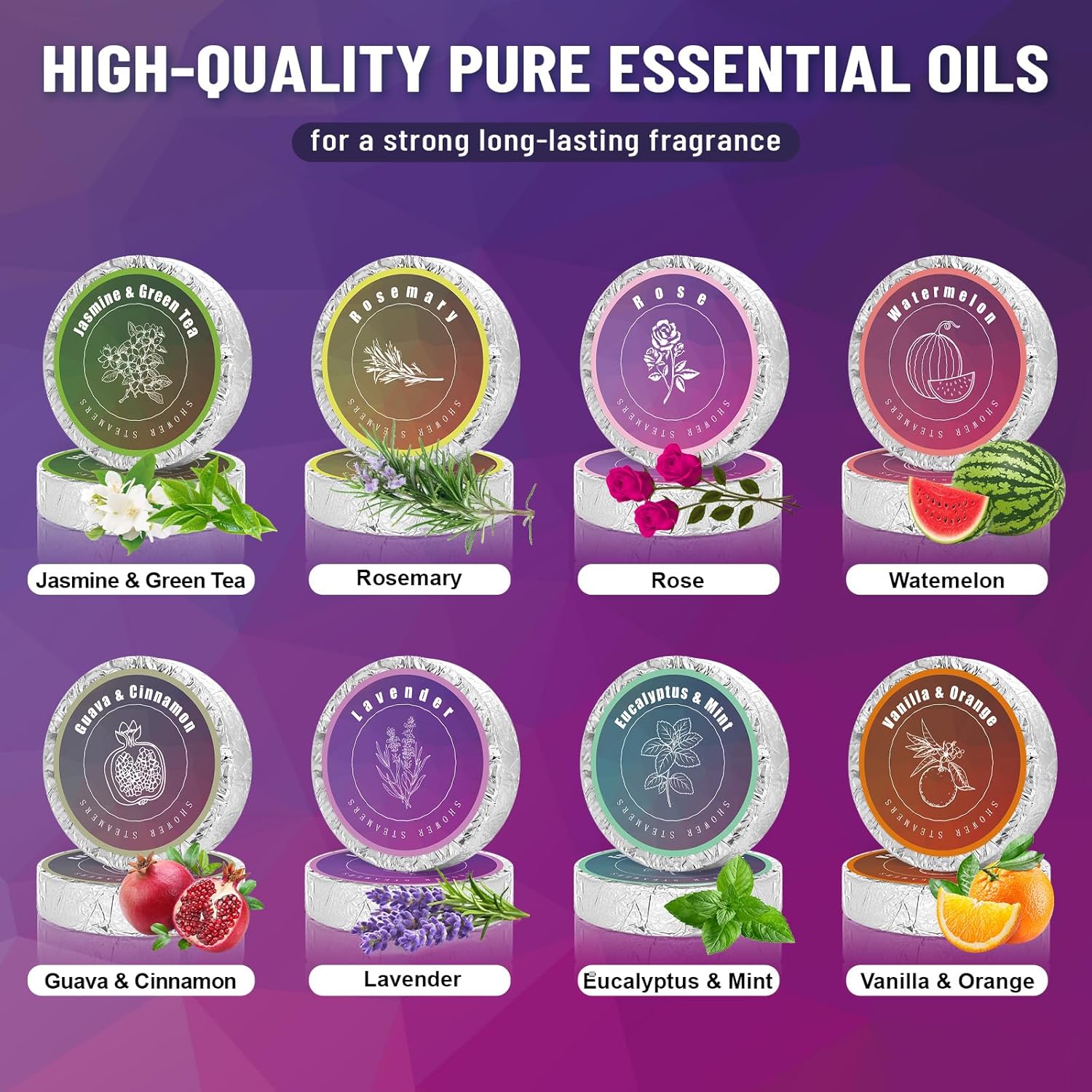 Shower Steamers Aromatherapy Gifts for Women & Men, Fathers Day Gift for Dad Husband from Wife Daughter, 8-Pack Shower Bombs Organic Essential Oils Relaxation & Self Care Gifts for Wife