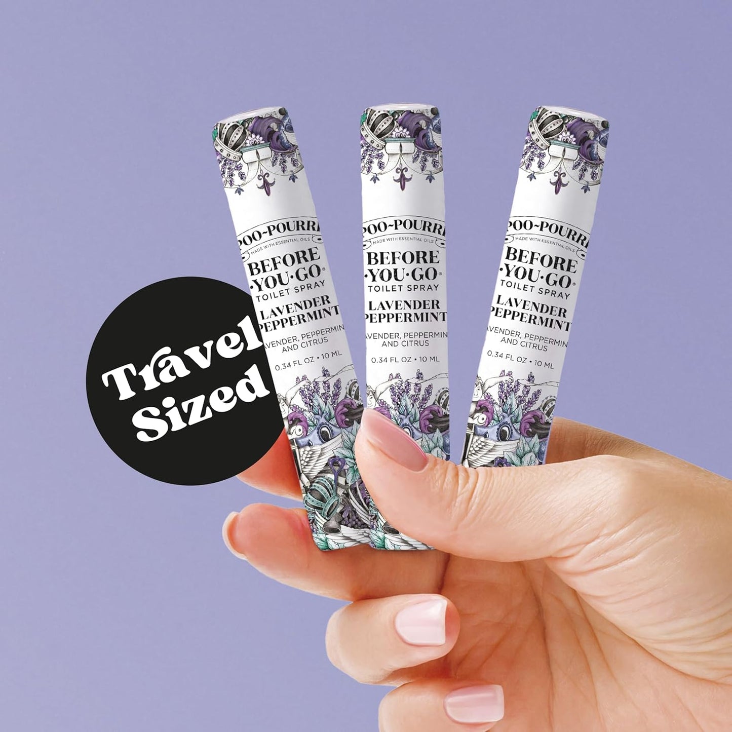 Poo-Pourri Before-You-Go Toilet Spray, Travel Essentials, .34 Fl Oz, In A Pinch Variety 5 Pack, Each Up to 20 Uses, On-The-Go Bathroom Odor Deodorizer with Essential Oils, TSA Approved Size, 5 Scents