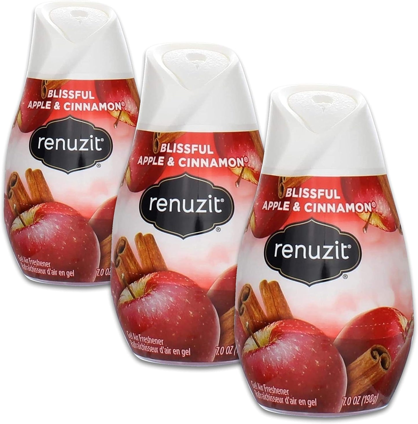 Renuzit Fresh Picked Collection Gel Air Freshener, Apple and Cinnamon 7 oz (Pack of 3)