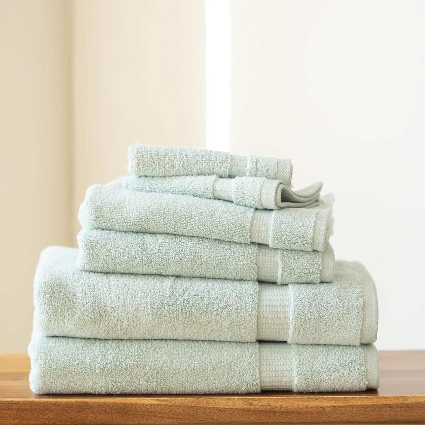 SALBAKOS 100% Turkish Cotton Bathroom Towel Set of 6 | Premium Quality Turkish Bath Towel Set for Gift | Experience Spa Comfort Every Day | Oeko-Tex, Made in Turkey (Seafoam Green, 6 Piece Towel Set)