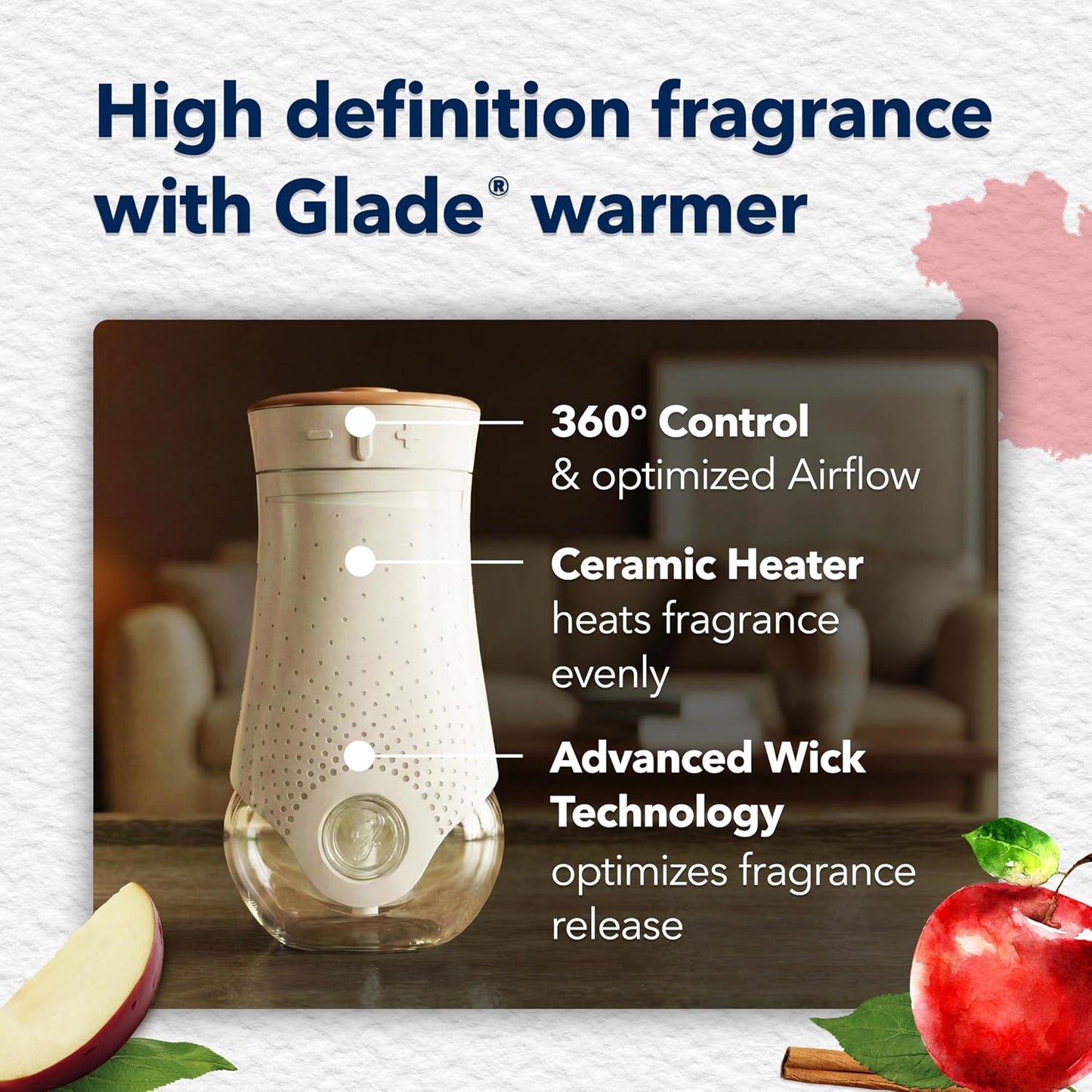 Glade PlugIns Refills Air Freshener, Scented and Essential Oils for Home and Bathroom, Apple Cinnamon, 3.35 Fl Oz, 5 Count