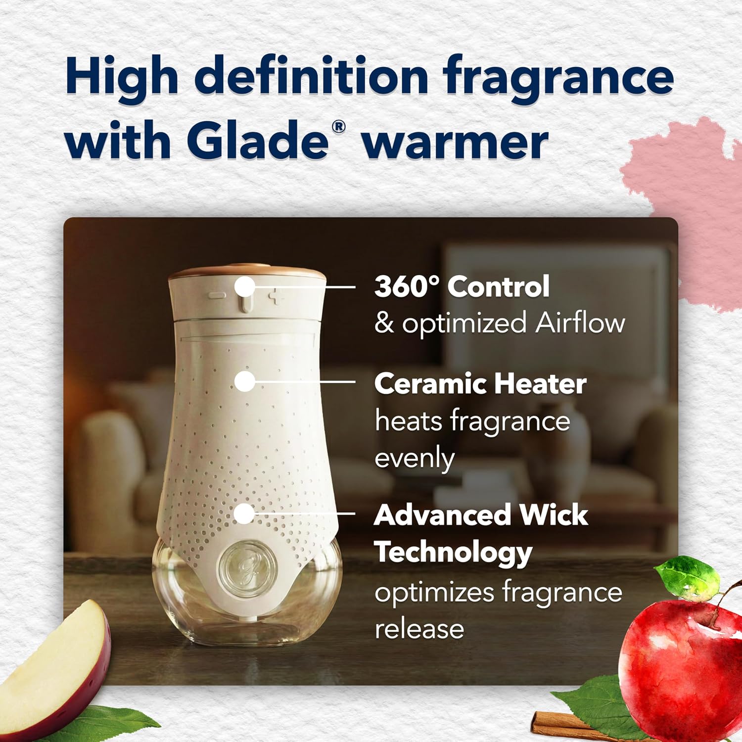 Glade PlugIns Refills Air Freshener, Scented and Essential Oils for Home and Bathroom, Apple Cinnamon, 3.35 Fl Oz, 5 Count