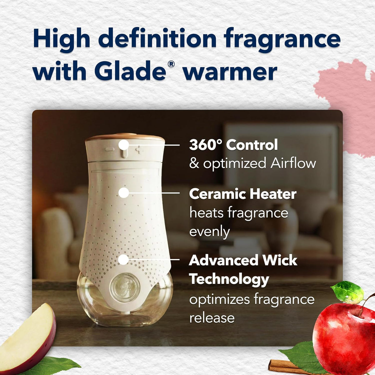 Glade PlugIns Refills Air Freshener, Scented and Essential Oils for Home and Bathroom, Apple Cinnamon, 3.35 Fl Oz, 5 Count