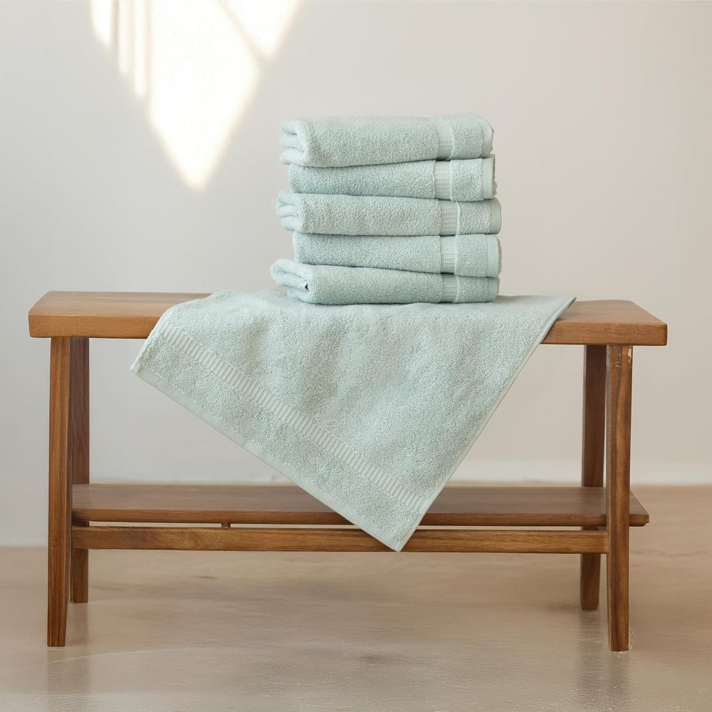 SALBAKOS 100% Turkish Cotton Hand Towel Set of 6 16x30 inch | Premium Quality | Hotel & Spa Collection | Soft, Absorbent, Long Lasting Hand Towels | Made in Turkey (Seafoam Green, 6 Hand Towels)