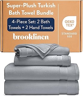 Brooklinen Super-Plush Bath Towel and Hand Towel Set - 2 Bath Towels, 2 Hand Towels - 770 GSM, Highly Absorbent, 100% Turkish Cotton, Perfect Bath Towel Set for Home & Bathroom (Pewter Grey)
