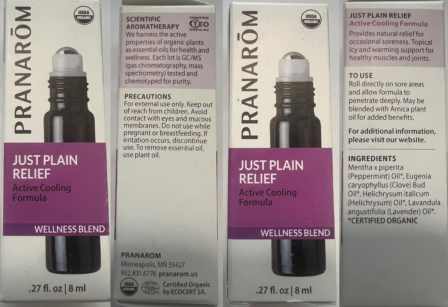 Pranarom - Just Plain Relief Essential Oils, Relaxing Aromatherapy Oils, Organic Essential Oil Blend, Essential Oils with Lavender, Peppermint & Helichrysum, 8mL