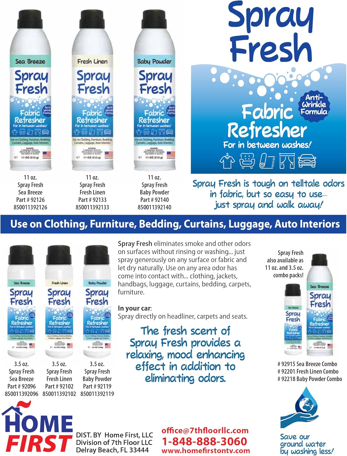 Spray Fresh Fabric Refresher, Linen, 22 oz — Deodorizer and Freshener for Clothing, Bedding, and Furniture