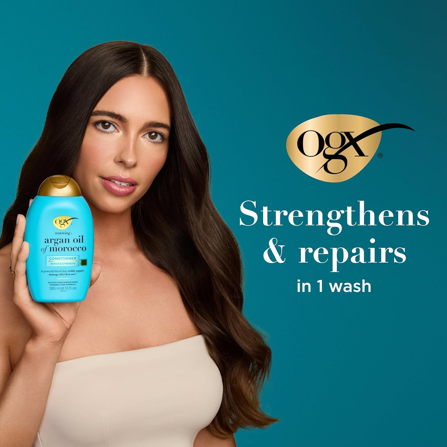 OGX Renewing + Argan Oil of Morocco Conditioner, Repair Conditioner & Argan Oil Helps Strengthen & Repair Dry, Damaged Hair, Paraben-Free, Sulfate-Free Surfactants, 13 fl. oz
