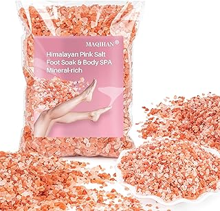 MAQIHAN Pink Himalayan Bath Salt - 10 Oz Himalayan Pink Salt for Bath Soak, Unscented Fine & Coarse Mix, Gentle Full Body & Foot Spa Care for Relaxing Nighttime Soaking