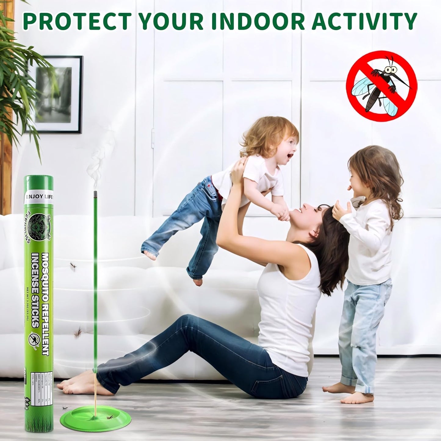 Mosquito Repellent Outdoor Patio Incense Sticks – Plant-Based Citronella Sticks for Backyard, Camping, Travel, Indoor & Outdoor Patio Use (60 Count)