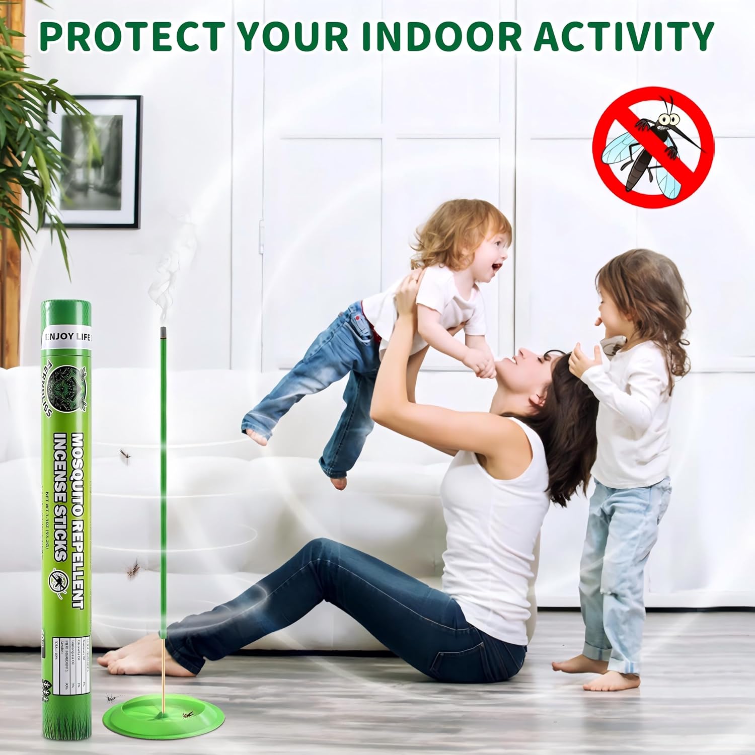 Mosquito Repellent Outdoor Patio Incense Sticks – Plant-Based Citronella Sticks for Backyard, Camping, Travel, Indoor & Outdoor Patio Use (60 Count)