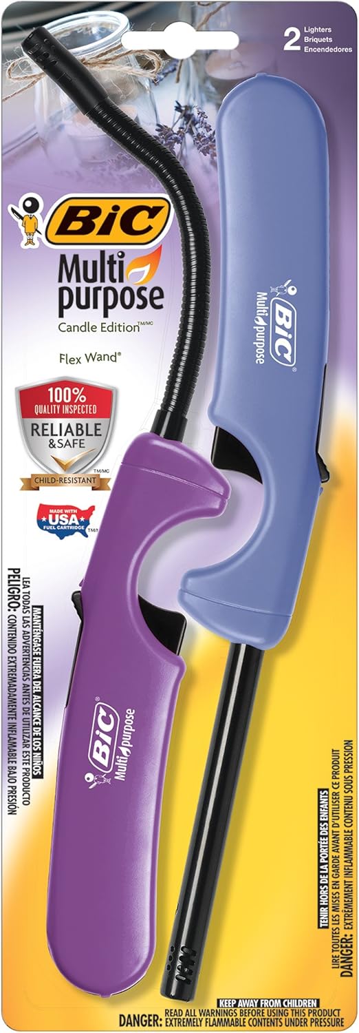 BIC Multi-Purpose Candle Edition Lighter & Flex Wand Lighter, 2-Pack