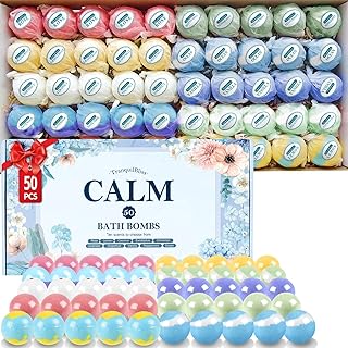 TranquilBliss Bath Bombs Set 50 PCS with 10 Rich Scents, Bath Bombs for Women, Natural Bubble Bombs with Shea Butter & Safe Oil, Ideal for Mother's Day, Valentine's Day, Christmas, Birthday Present