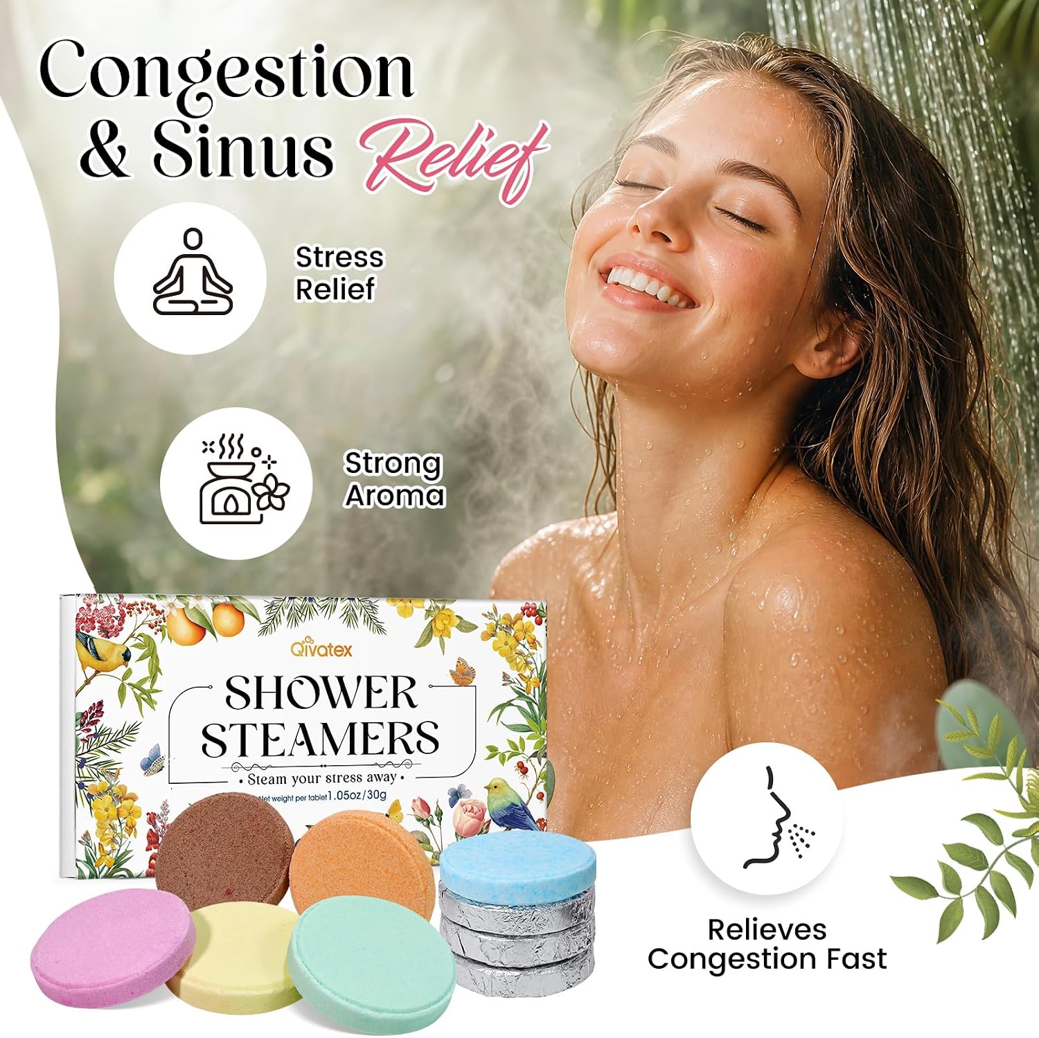 Shower Steamers Aromatherapy, Long Lasting Essential Oil Spa, Women Gift | Self Care & Spa Gifts for Women, Mom, Wife, Teen for Daily Relaxation, Ideal Christmas Stocking Stuffers, White Elephant Gift