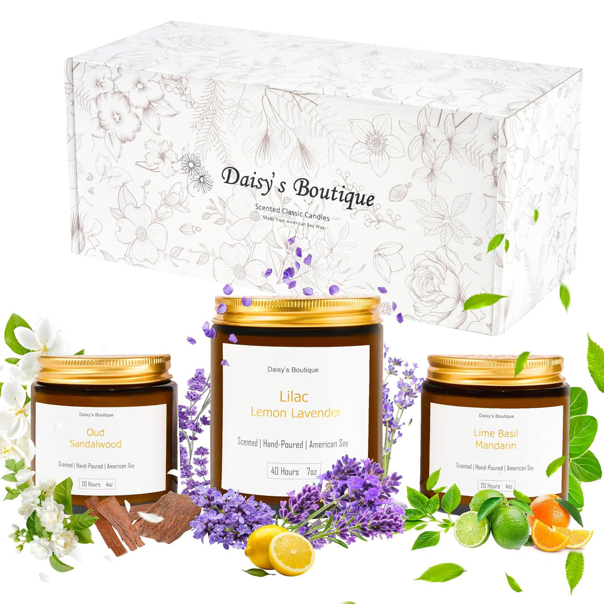 Scented Candles for Home Aromatherapy Candle Gift Present Set Soy Wax Long Lasting Gift Birthday Mother's Day Thanksgiving 3