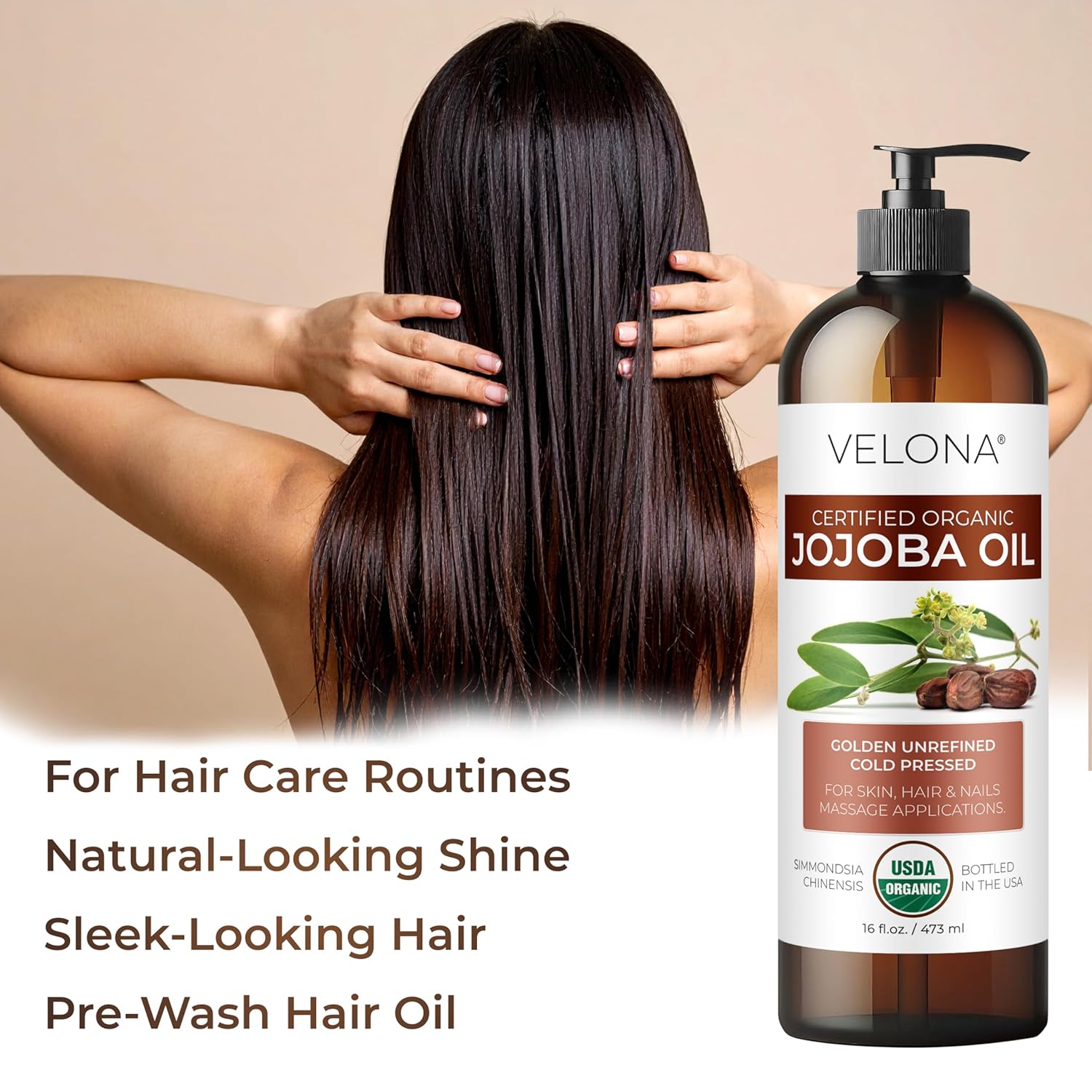 velona Jojoba Oil USDA Certified Organic - 1 Gallon / 128 Fl Oz | 100% Pure and Natural | Golden, Unrefined, Cold Pressed, Hexane Free | Moisturizing Face, Hair, Body, Skin Care
