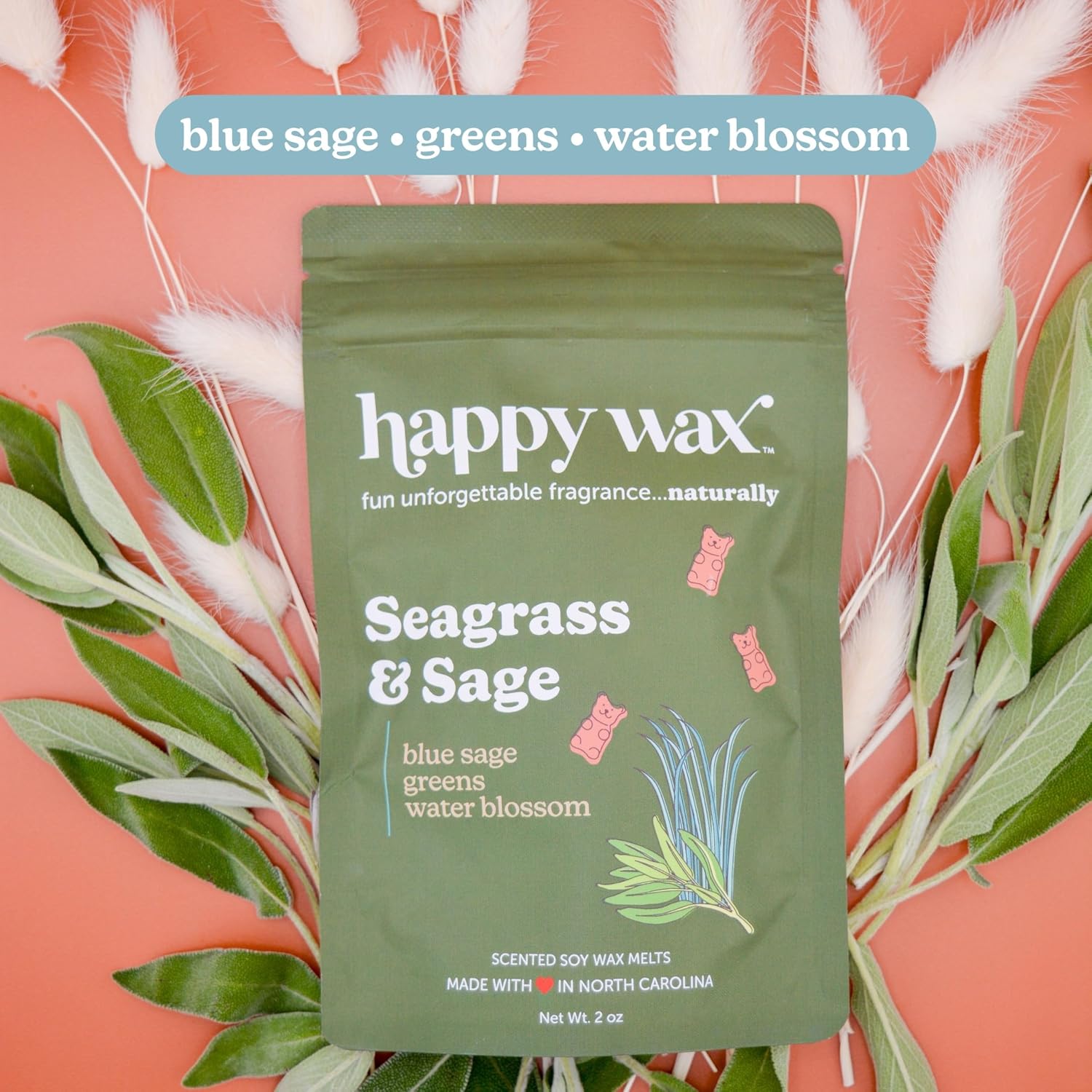 Happy Wax Spa Day Collection: Natural, Non-Toxic Scented Soy Wax Melts – Total 6oz Variety Pack: Eucalyptus Spearmint, Lavender Chamomile, Seagrass & Sage
