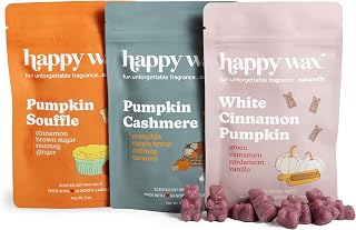 Happy Wax Cozy Pumpkin Collection: Natural, Non-Toxic Scented Soy Wax Melts – Total 6oz Variety Pack: Pumpkin Cashmere, White Cinnamon Pumpkin, Pumpkin Souffle