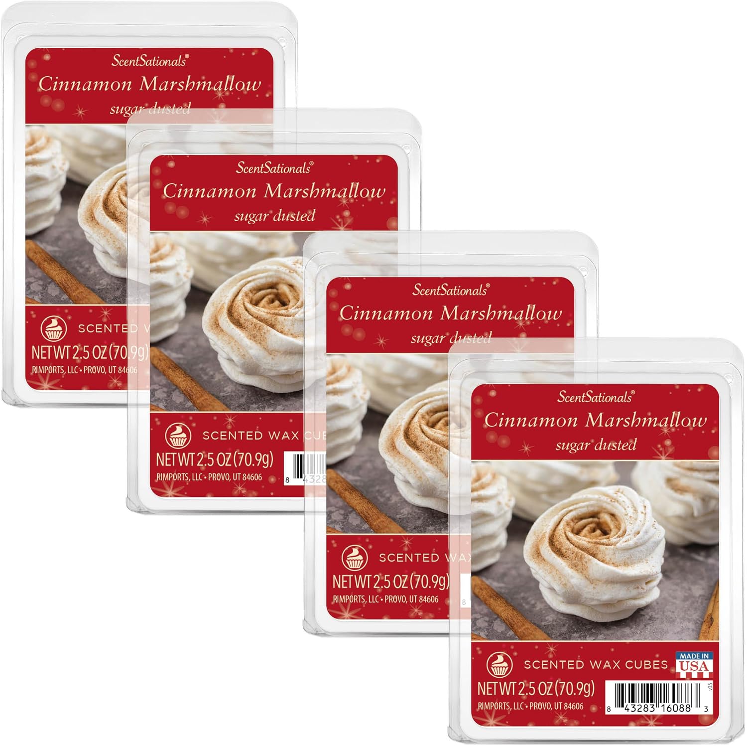 ScentSationals Cinnamon Marshmallow Scented Wax Melts - Butter Pastries, Cinnamon, & Nutmeg, 10oz (24 Cubes)