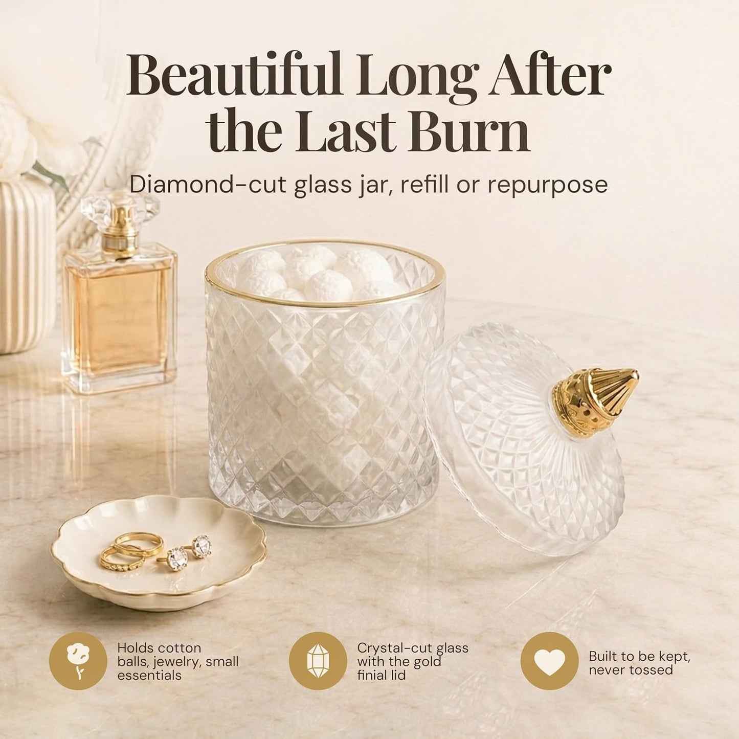 VIONAMI Luxury Scented Candle Gift – Queen of The Night Rare Flower Fragrance in Elegant Glass Jar, Decorative Soy Candles Gifts for Women, Long-Lasting 80 Hr, 14.8 oz, Luxury Candles for Women