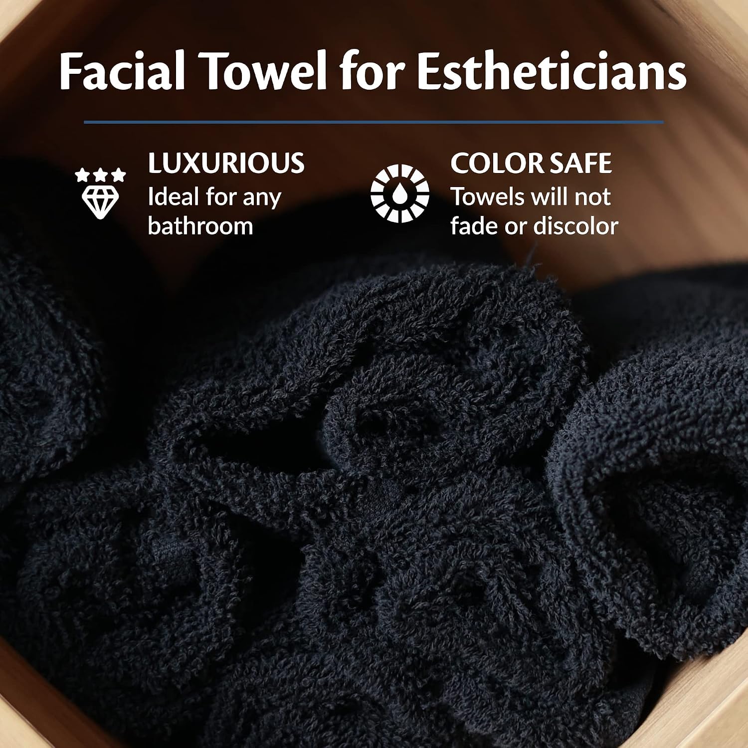 Black Bleach Proof Towels Set, 24 Pack 100% Cotton 16" X 27" Color Safe, Stain Resistant, Quick Drying Towels for Beauty, Hair and Nail Salon, Gym, Spa and Home Hair Care