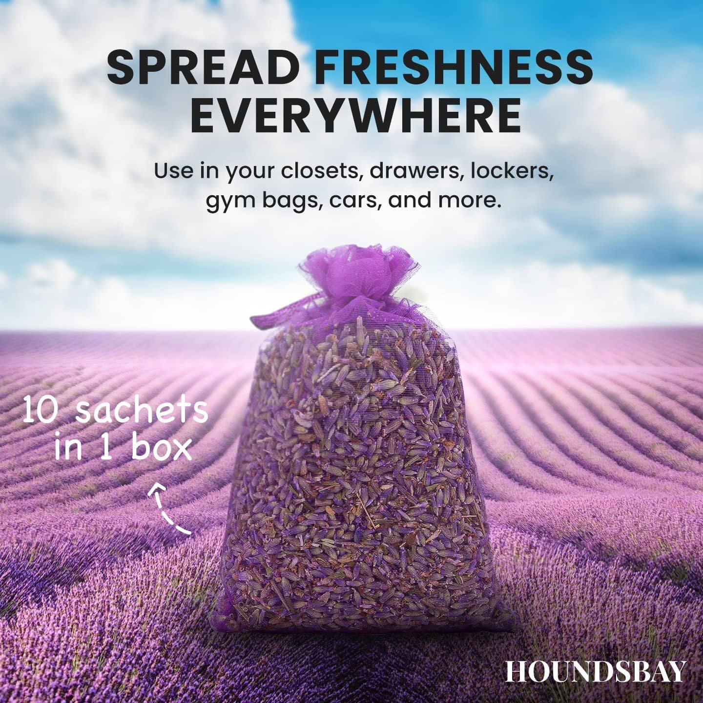 10 Lavender Sachet Bags, Fully Stuffed Scented Sachets, Perfect for Closets, Drawers, Cars, Gym Bags, or Anyplace that Needs to Smell Better