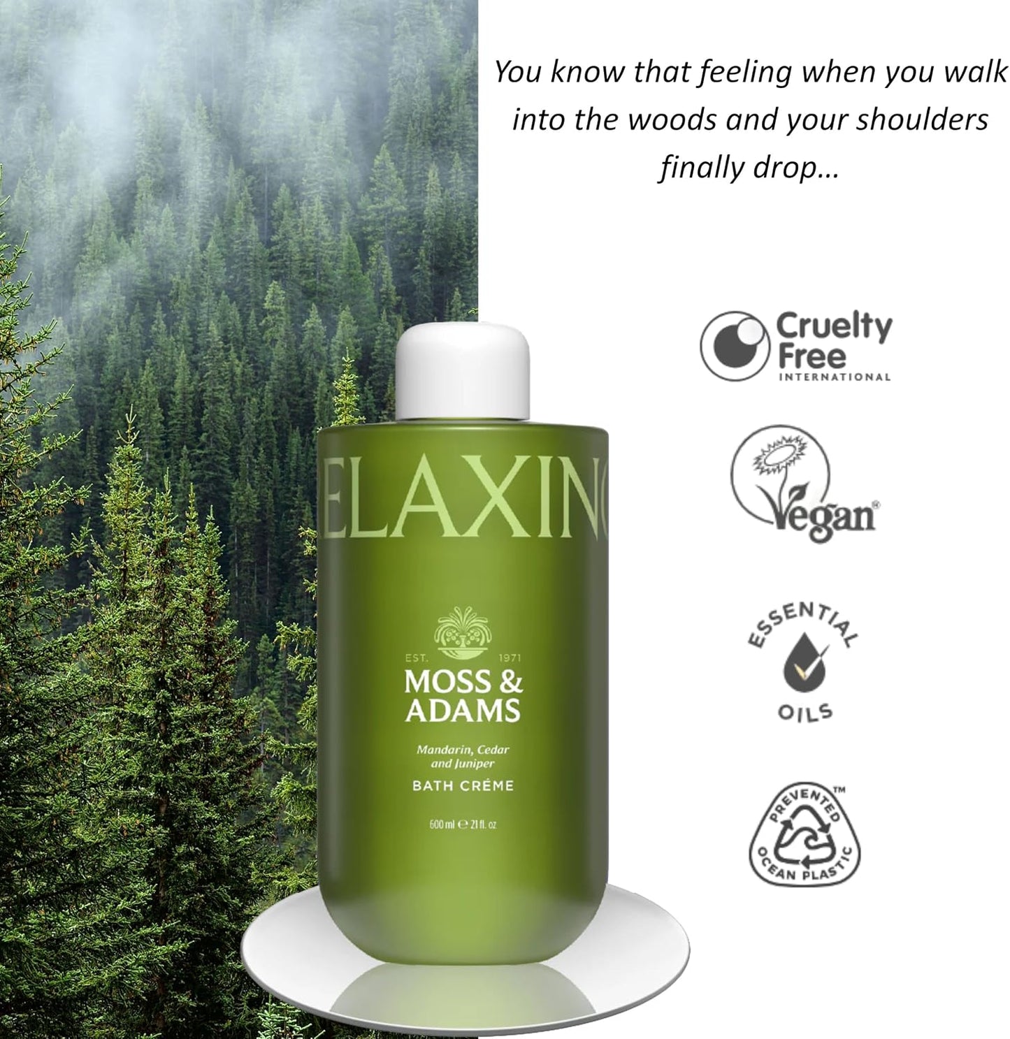 Moss & Adams Bath Crème, Relaxing Body Wash, 20oz