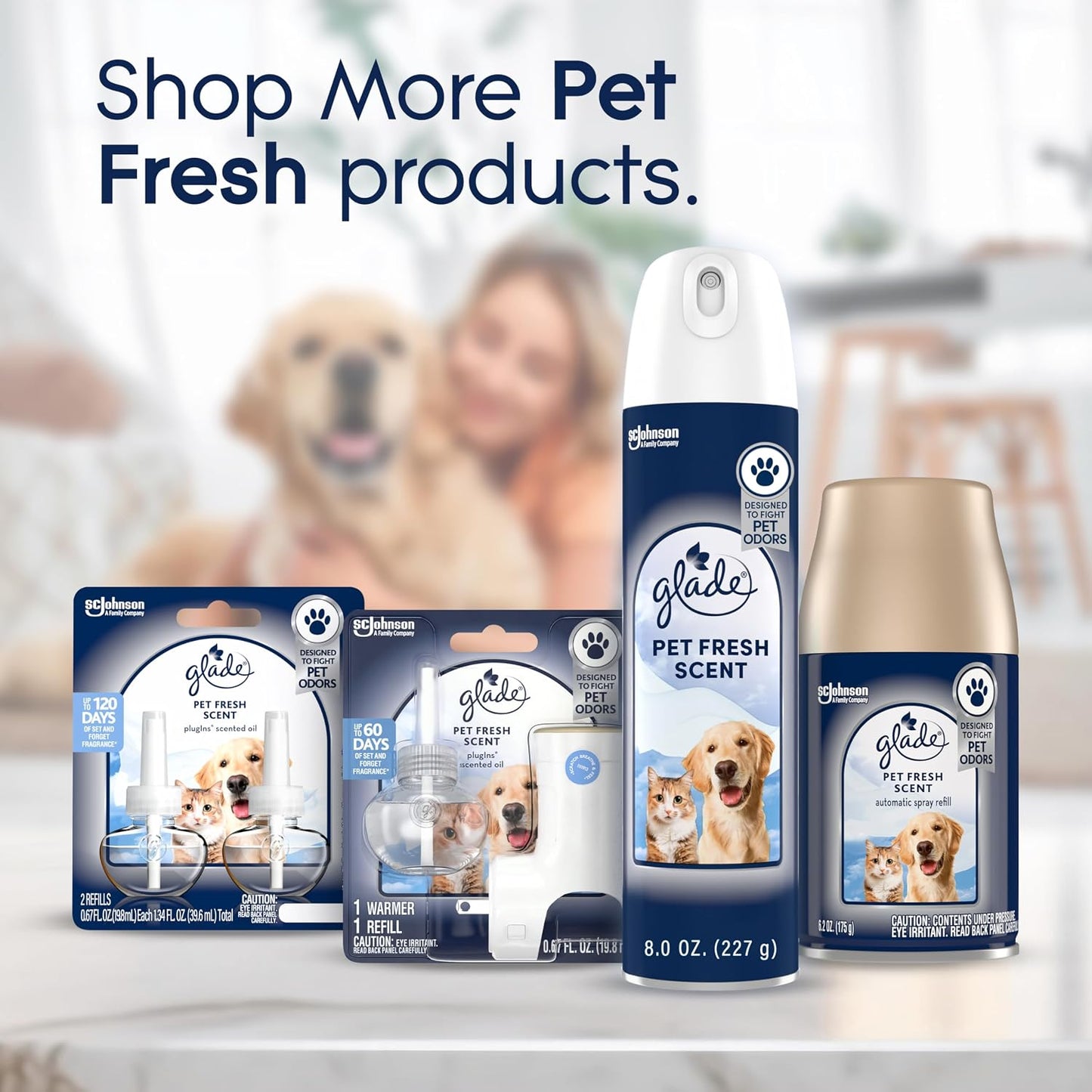 Glade PlugIns Refills Air Freshener, Pet Fresh Scent, Scented and Essential Oils for Home and Bathroom, 0.67 Fl Oz, 5 Count