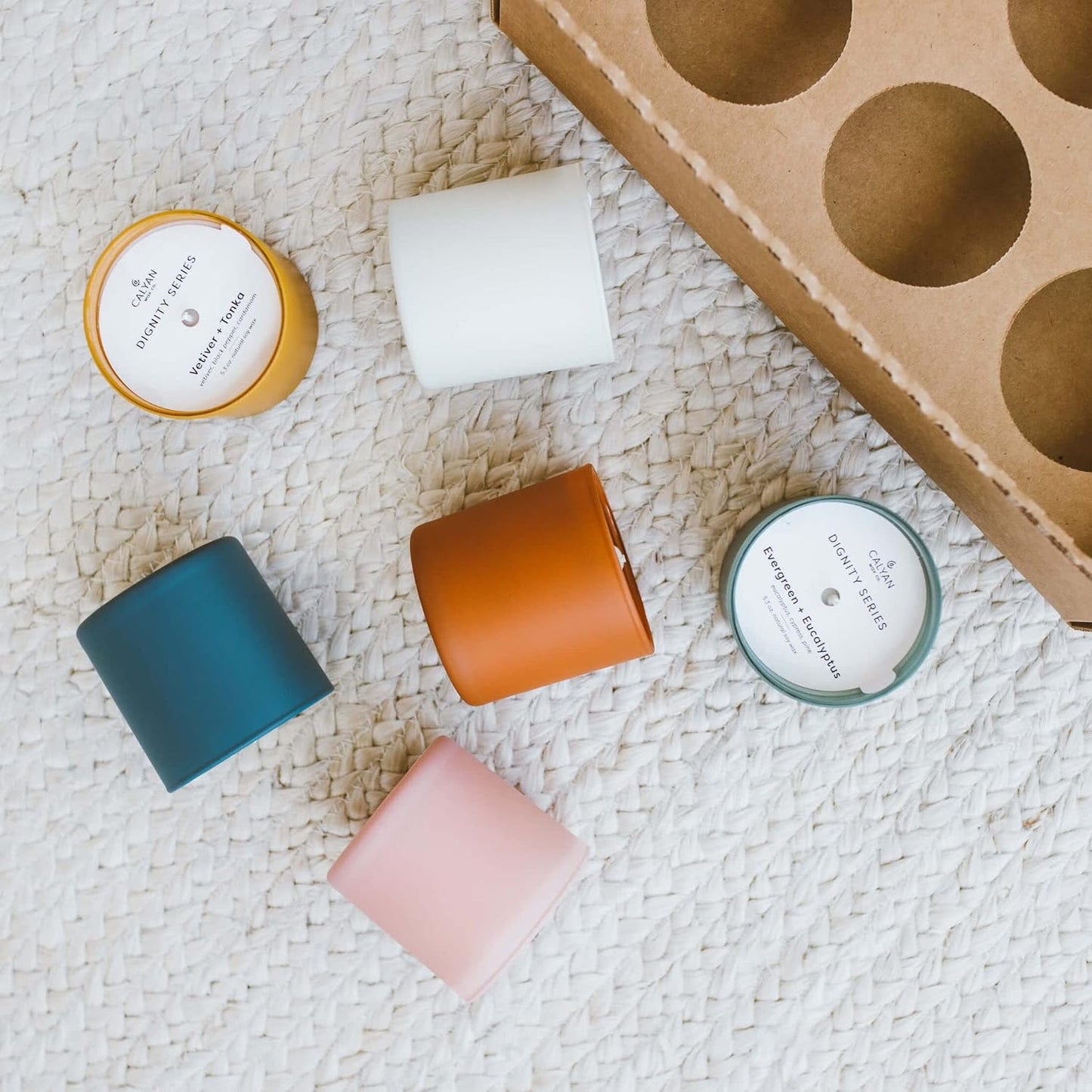 Calyan Wax Co. Dignity Series Scented Candle Gift Set - 6 Scented Candles - 35 Hour Burn - Luxury Clean Soy Wax Candles - Long Lasting Colorful Ceramic Jar Candle for Home - 5.3oz