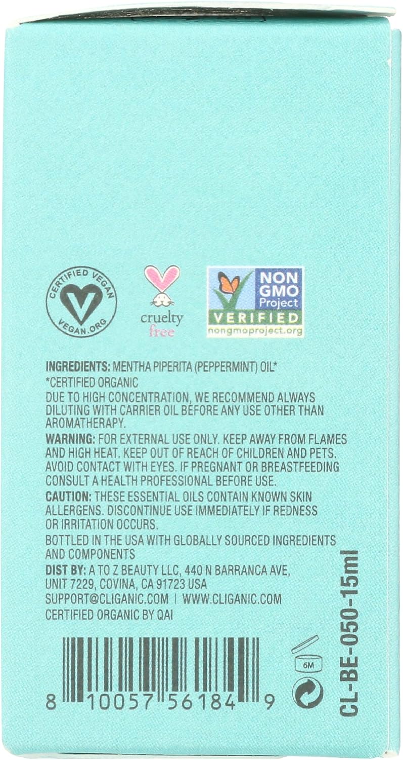 Cliganic Organic Peppermint Essential Oil, 100% Pure Natural Undiluted, for Aromatherapy | Non-GMO Verified