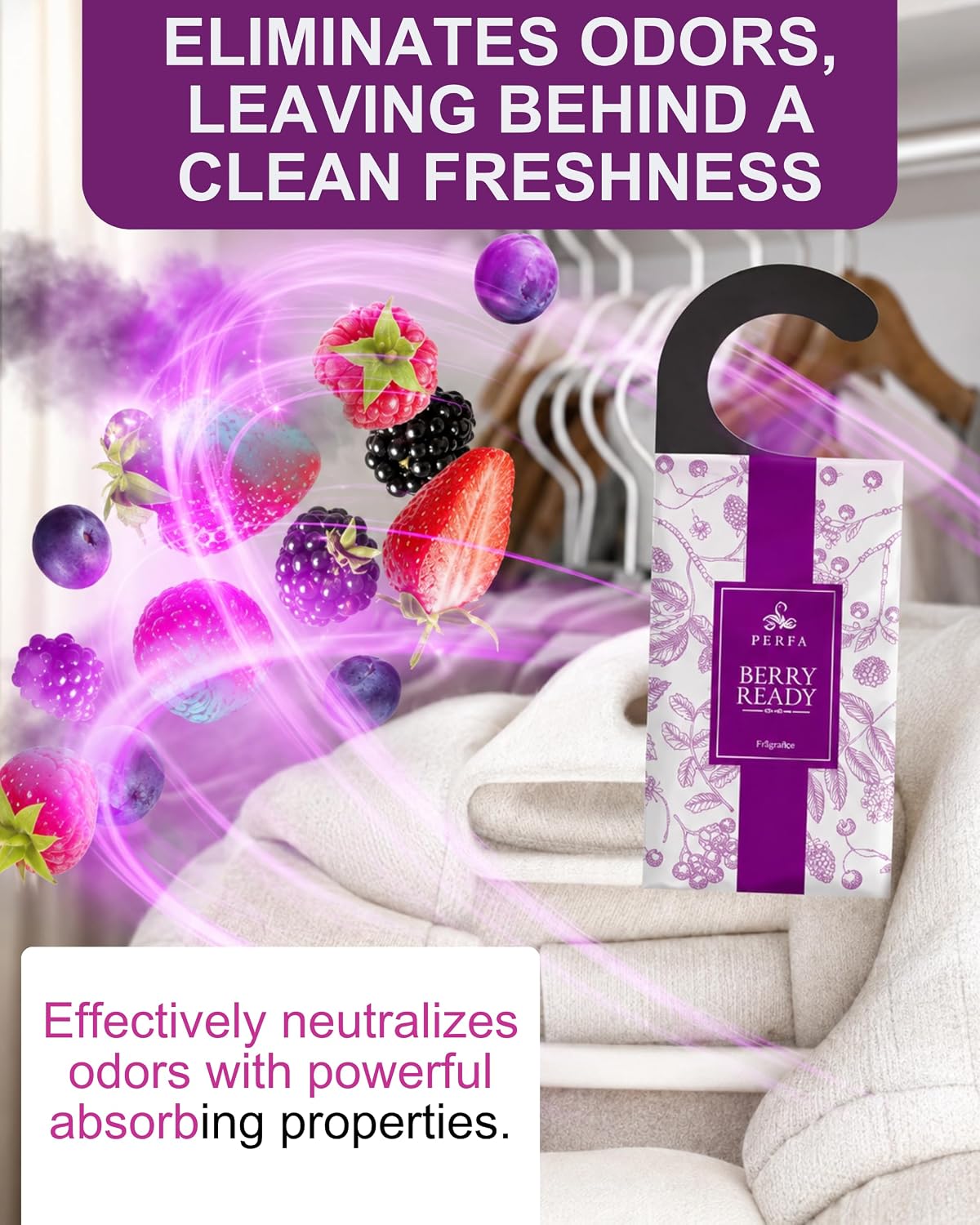 12 Packs Large Closet Deodorizer for Women - Berry Odor Absorber by Perfa