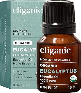 Cliganic USDA Organic Eucalyptus Essential Oil, 100% Pure | Natural Aromatherapy Oil for Diffuser Steam Distilled | Non-GMO Verified