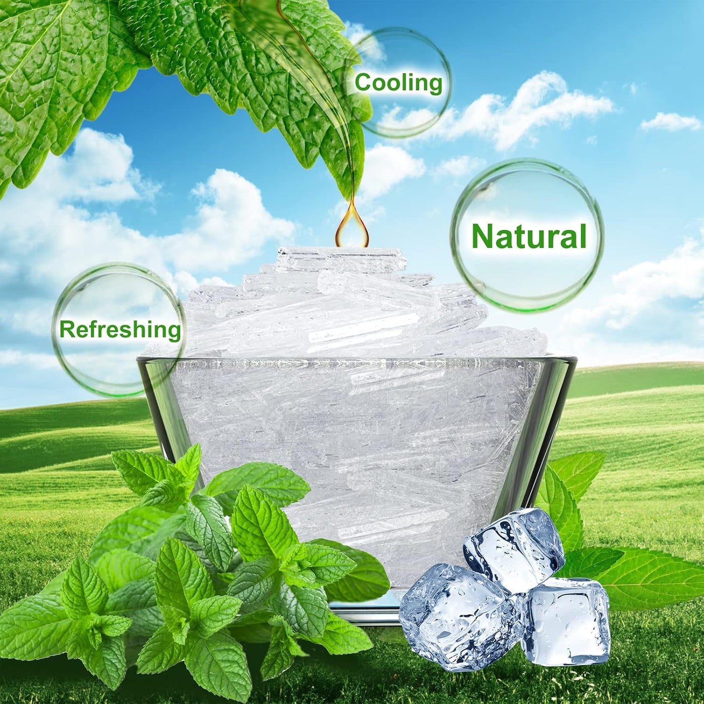 Menthol Crystals 2 oz, 100% Pure Organic Mint Crystals | Great for Making Shower Steamers, Creams and Soaps