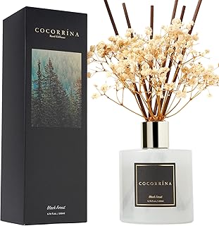 Cocorrína Reed Diffuser Sets, 6.7 fl oz. Black Forest Diffuser with Sticks Home Fragrance Reed Diffuser for Bathroom Shelf Decor