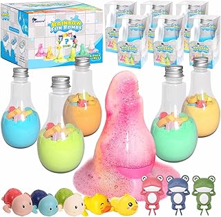 Magic Potion Bath Toy for Kids, 6 Bottles Color Fizz Science Kit with 2 Surprise Toys, Fun Pour & Play Bath Bomb Set for Boys Girls