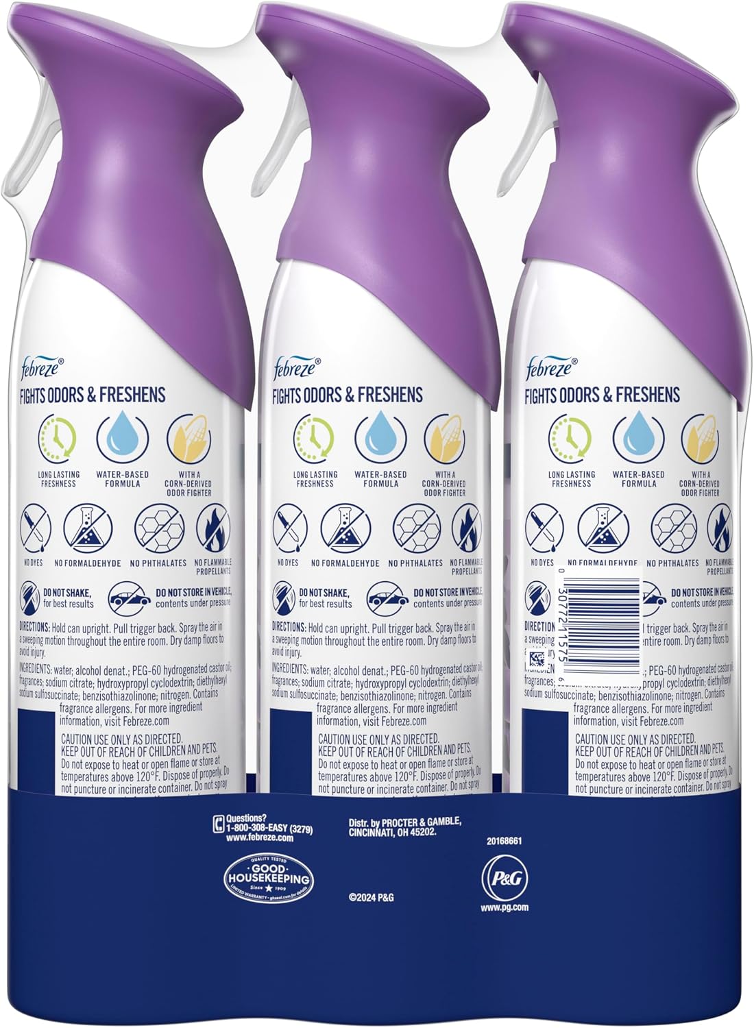 Febreze Air Mist Air Freshener Spray, Odor-Fighting Room Spray, Air Fresheners for Home and Bathroom and Kitchen, Aerosol Can, Southen Lilac Mornings Scent, Purple, 8.8oz (Pack of 3)