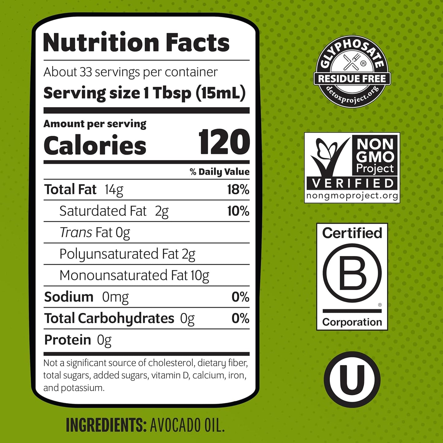 Chosen Foods Avocado Oil, 16.9 Fl Oz - All Purpose Cooking Oil made from 100% Pure Avocados - Non-GMO, Gluten-Free, Keto Friendly, Glyphosate Free - 500mL (Pack Of 1)