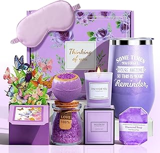 Birthday Gift for Women Spa Gift Set - Unique Get Well Soon Gifts for Women, Relaxing Self Care Package for Her, Christmas Stocking Stuffers Gifts for Mom, Wife, Sister, Friend(Lavender)