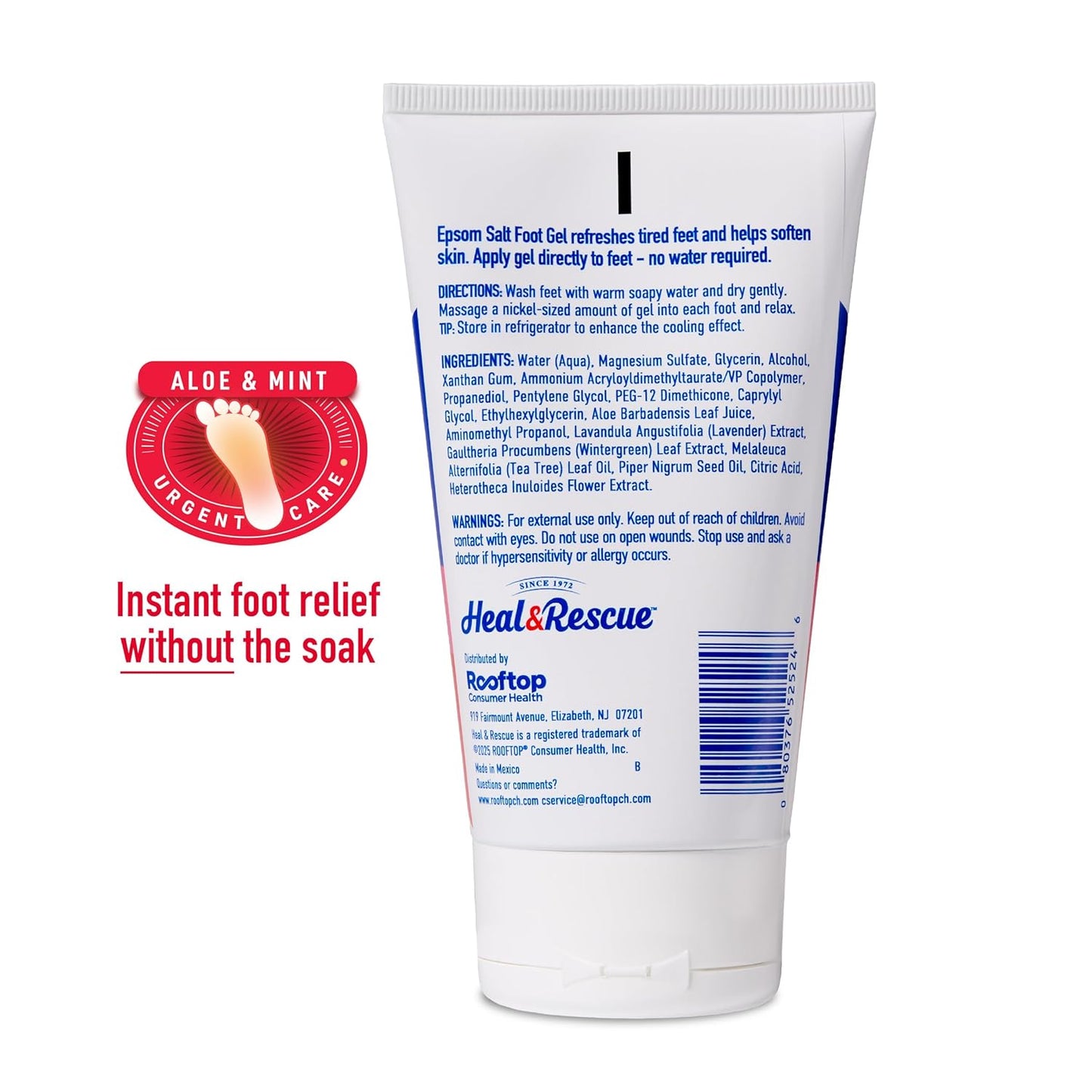 Heal&Rescue Epsom Salt Foot Gel, 4 Ounce, Soothing Relief for Painful, Tired, Aching Feet, Ditch the Foot Bath for Instant Relief