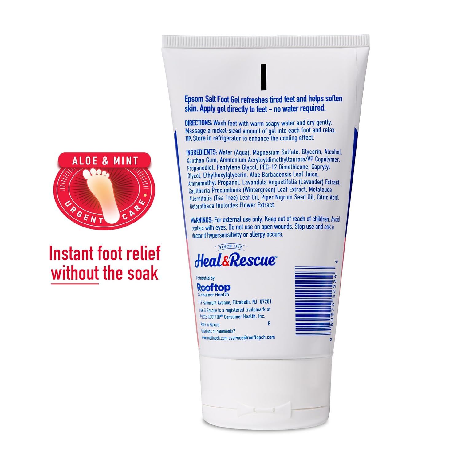 Heal&Rescue Epsom Salt Foot Gel, 4 Ounce, Soothing Relief for Painful, Tired, Aching Feet, Ditch the Foot Bath for Instant Relief