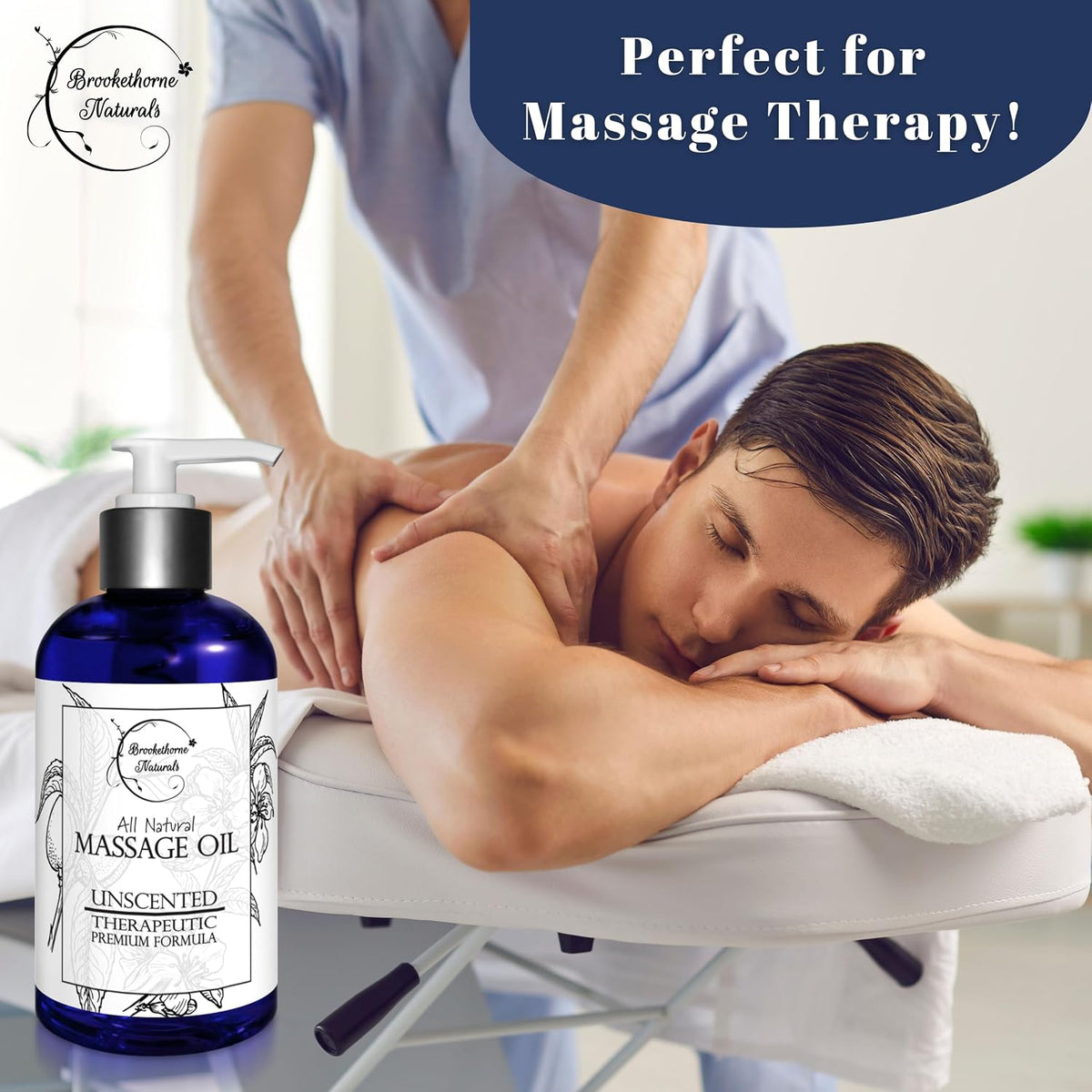 Unscented Massage Oil for Massage Therapy 8oz | Brookethorne Naturals