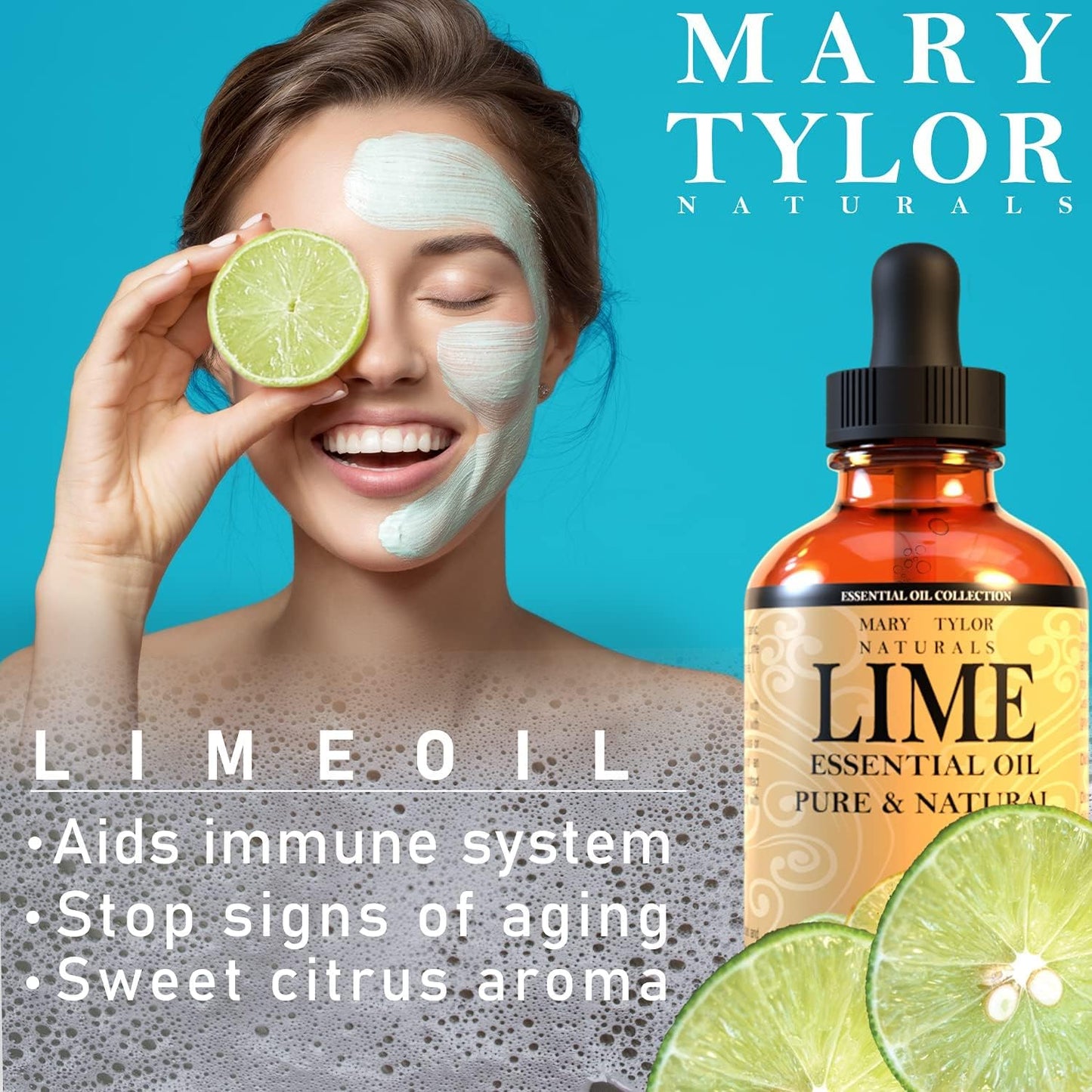 Lime Essential Oil (4 oz), Therapeutic Grade, 100% Pure and Natural, Perfect for Aromatherapy, Diffuser, DIY and Much More by Mary Tylor Naturals
