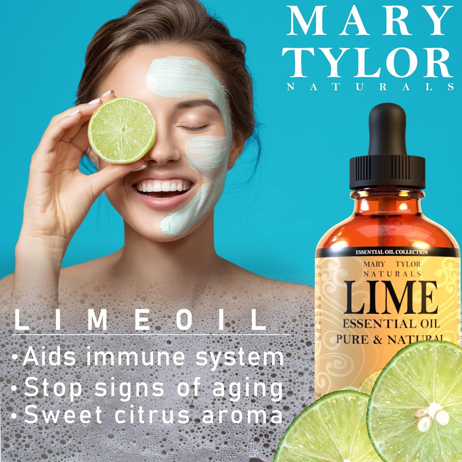 Lime Essential Oil (4 oz), Therapeutic Grade, 100% Pure and Natural, Perfect for Aromatherapy, Diffuser, DIY and Much More by Mary Tylor Naturals