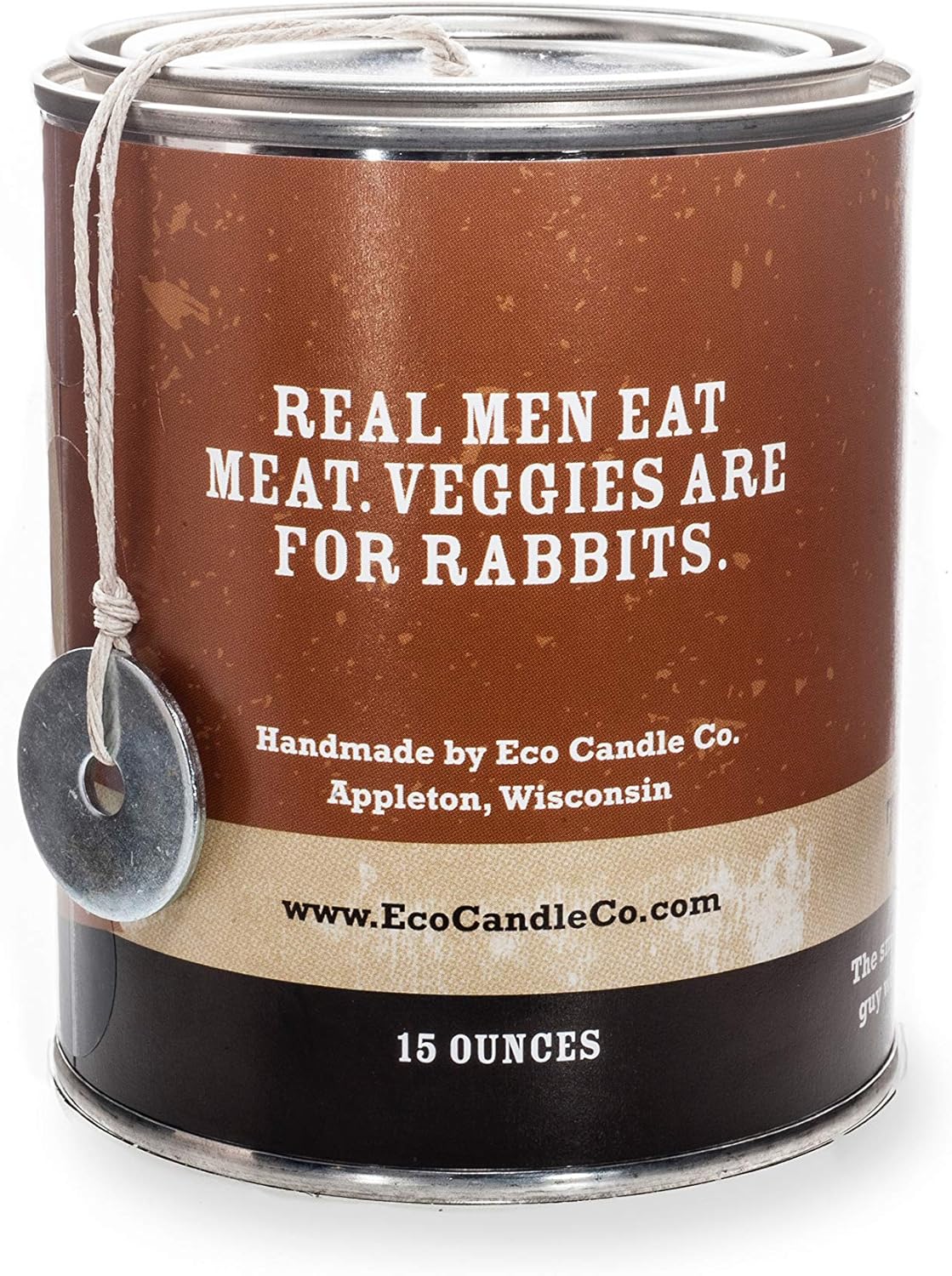 ECO CANDLE CO. The Mandle Soy Candle for Men - Scents of Hickory Smoked Bacon - The Carnivore, 15 oz. Paint Can - 100% Soy Wax, No Lead, Hand Poured, Phthalate Free, Made from Midwest Grown Soybeans