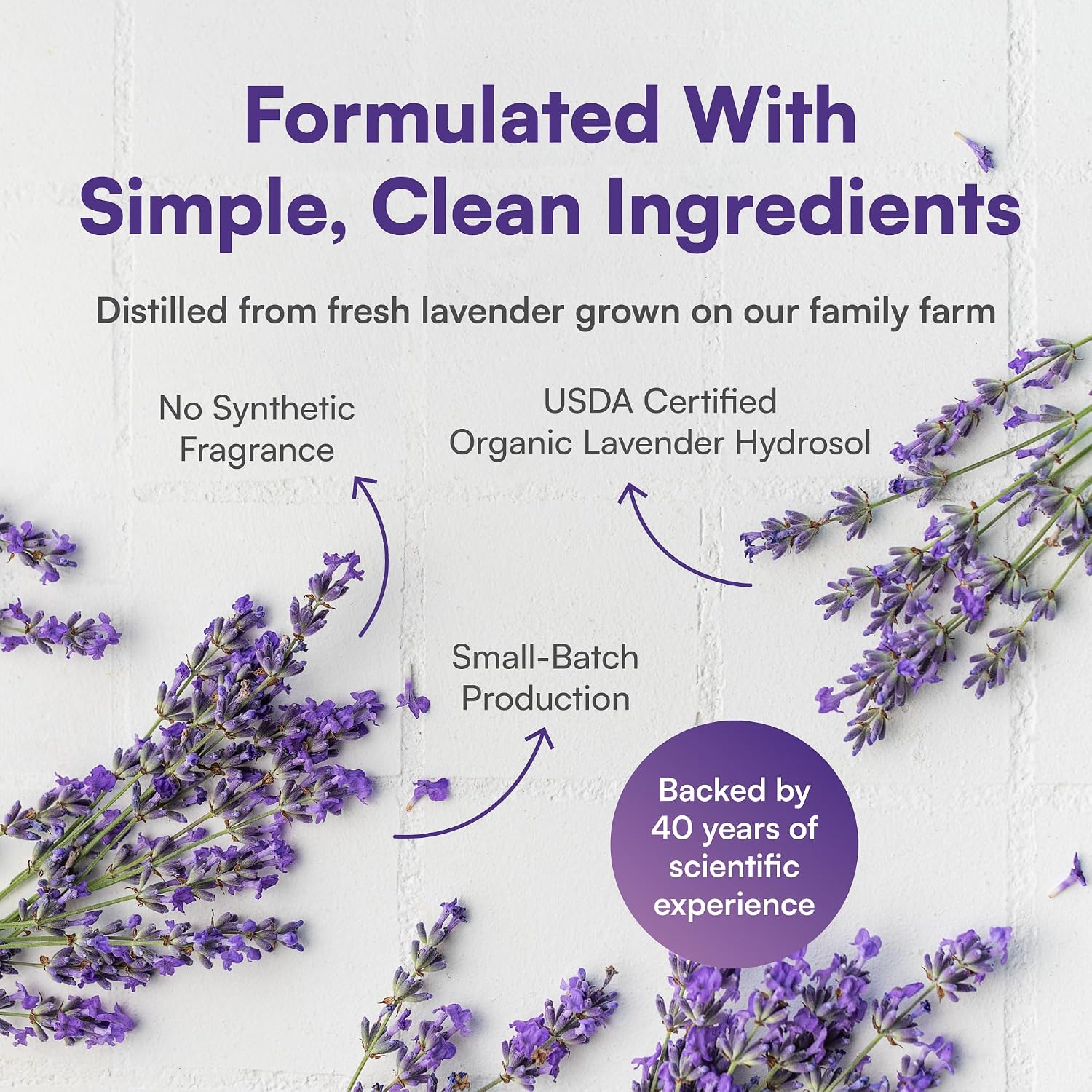 100% Natural Lavender Mist Spray, Organic Face Body Hair Hydrating Mister, Calming for Better Sleep, Vegan non-GMO, 2 ounce (3 Pack)