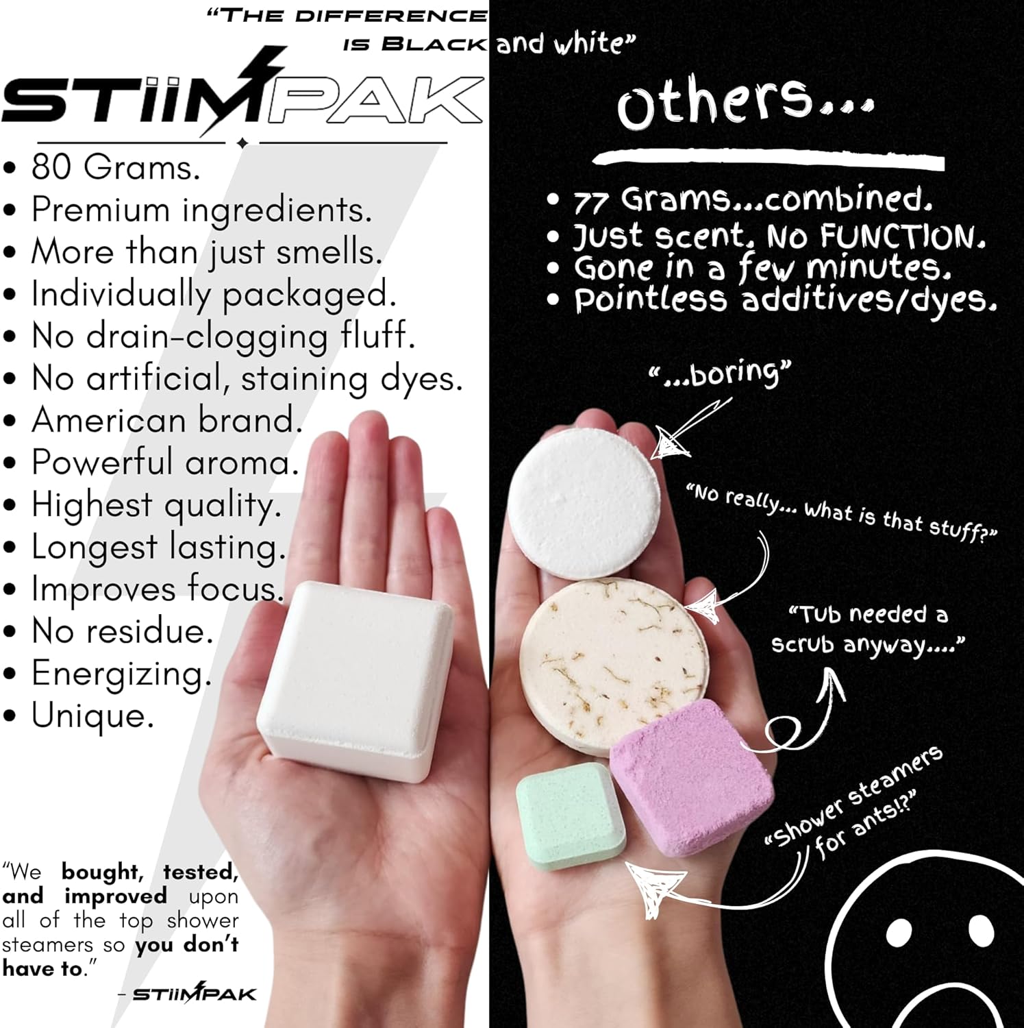 Shower Steamers Variety Pack | XXL 80g Extra Strength Aromatherapy | for Sinus Relief, Energy, Relaxation & Connection | Pure Essential Oils & Core Ingredients | Discovery by STiiMPAK (8 Pak)
